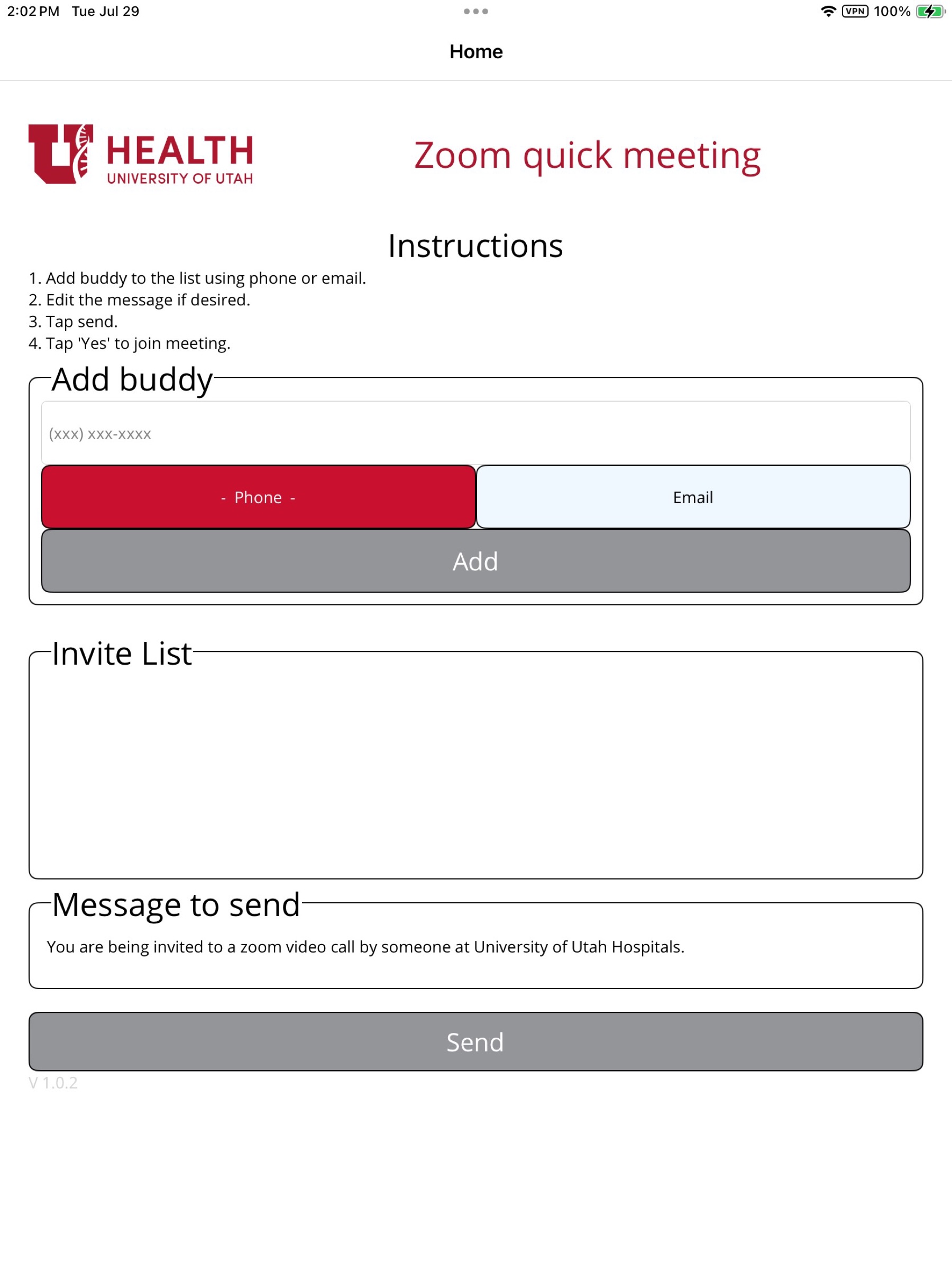 The Buddy Calls module in the Tetradapt app